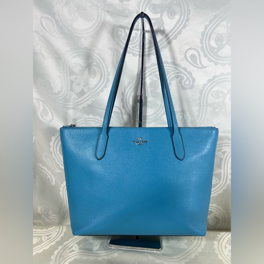 Coach Turquoise Crossgrain Leather Zip Tote